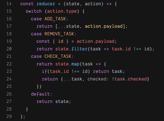 Adding a check task function to our reducer